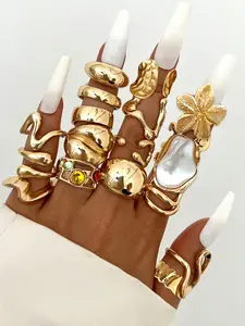 Women's Elegant Ring Set, Alloy Material, Open Design, Perfect Gift for Christmas & Valentine's Day, All-Season Wear