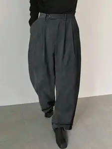 Men's Casual Corduroy Suit Pants, Fashion Vertical Stripe Design, Slim Fit Pleated Straight Leg, Perfect Gift for Boyfriend/husband, Fitted Menswear