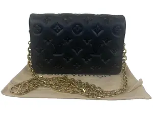 Pre-owned Louis Vuitton leather Crossbody Bags Pochette Coussin Black with Monogram embossed lambskin 227