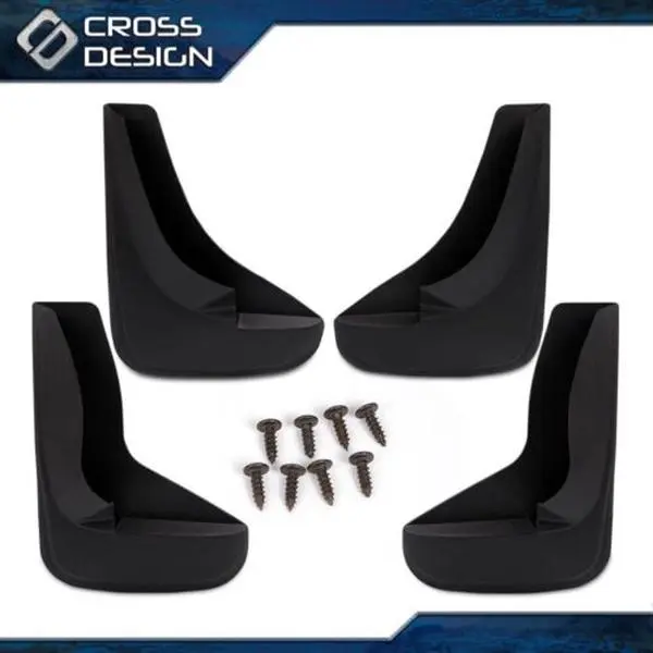 CROSSDESIGN 4-Piece Cross Design Truck Vehicle Mud Flaps - Polypropylene, 11.22''(l) x 8.46''(w), Fits 2001-2014 Chevy Silverado, Suburban, Tahoe, Avalanche