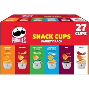 Pringles Potato Crisps Chips, Lunch Snacks, Snack Cups, Variety Pack, 19.5oz Box (27 Cups)