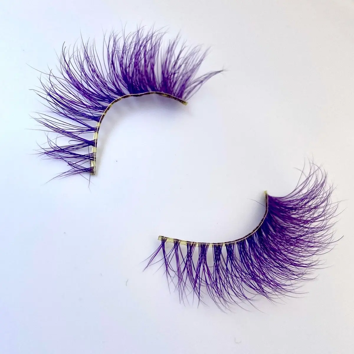 Colored Eyelashes Lavender Strip - Fluffy Whispy Multidimensional Lengths - Makeup Lash Extensions Cosmetic
