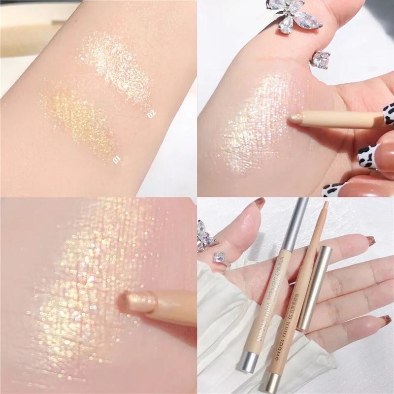 Glitter Eyeshadow Pen Pearlescent Matte Diamond Eyeliner Pen Waterproof Highlight Brighten Silkworm Makeup Pencil Shiny Eyelids Lipliner Flawless Silky Cosmetic Shimmer