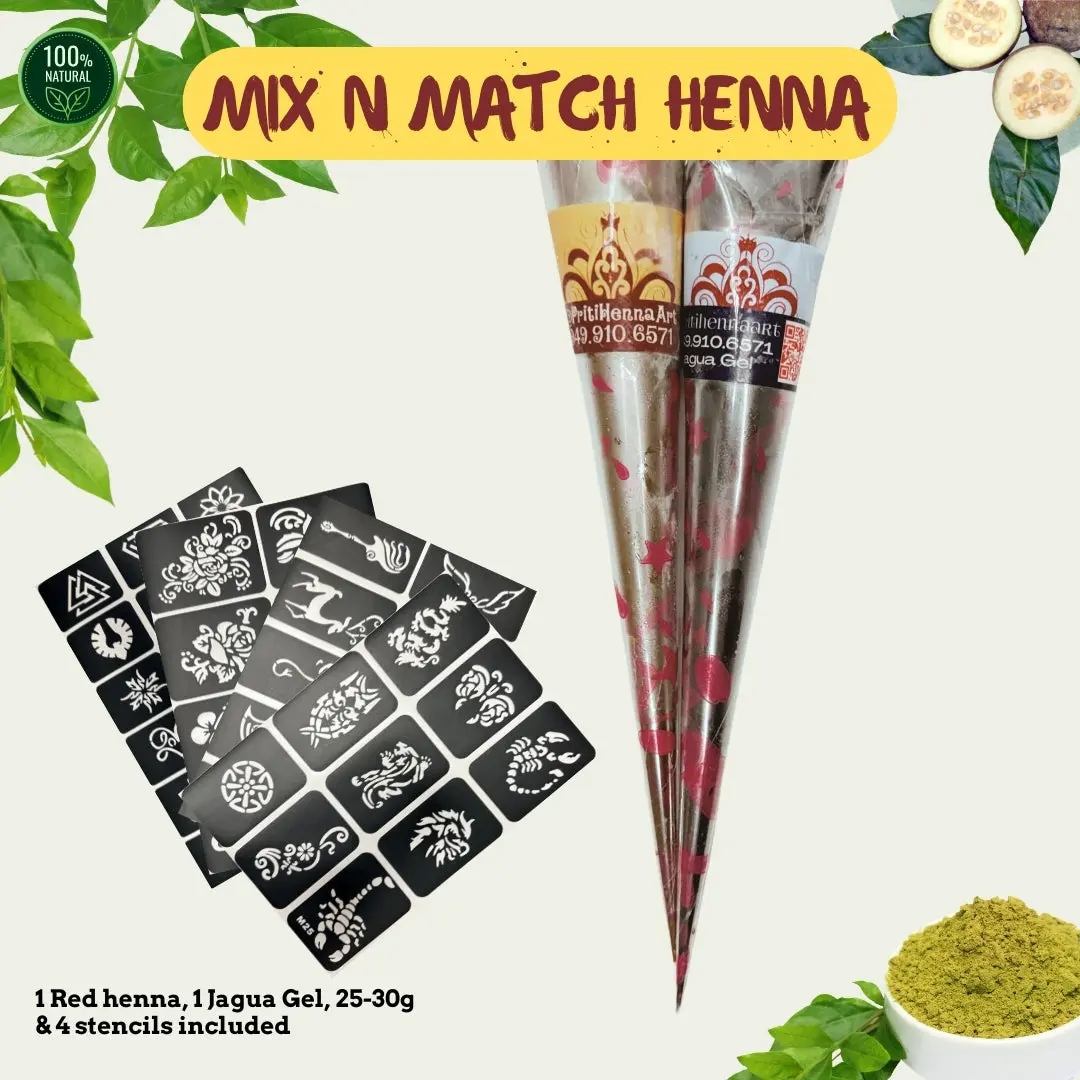 Two in one! 25-30g Mix and Match Henna kit