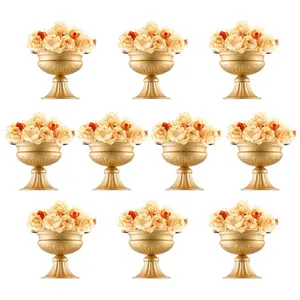 VEVOR 10PCS 16cm/6.3 Tall Wedding Flower Vase, Metal Wedding Centerpiece, Gold Floral Arrangement Stand Display Rack for Tables Wedding Dinner Party, Anniversary Ceremony Birthday Event DecorVEVOR Super Brand Day