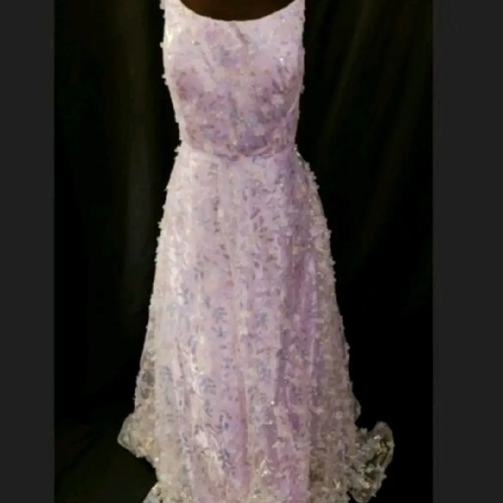 Women's Size 16 Lavender Butterfly Prom Gown, Full-Length Evening Formal Dress