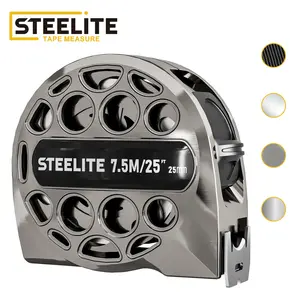 Steelite Metal Gauge Tape Measure - 25ft/7.5m Stainless Steel Retractable Ruler with Fraction Markings, Portable Work Tool for Household Woodworking, Tools and Gadgets, Father Gifts