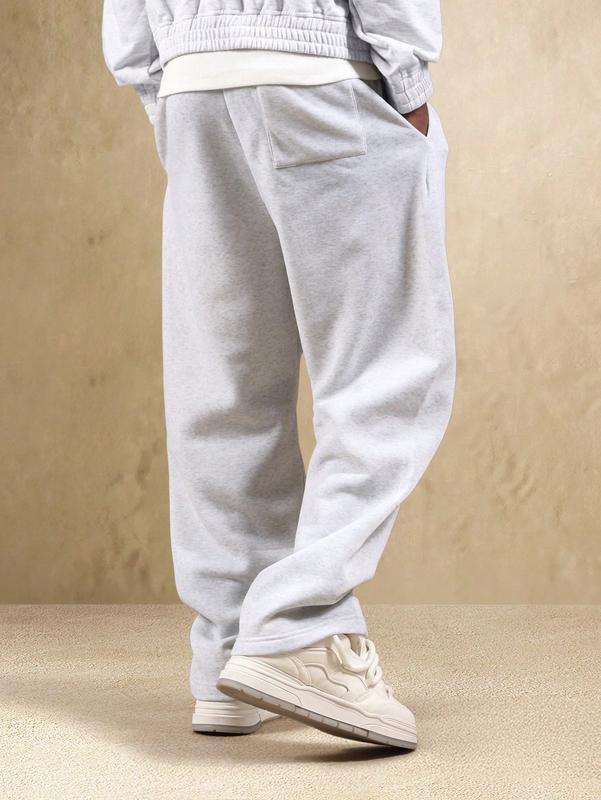 Men's Grey Sweatpants Casual Embroidered Joggers for Daily Wear Gym Street Style basic outfits outdoor outfits streetwear outfits baggy pants
