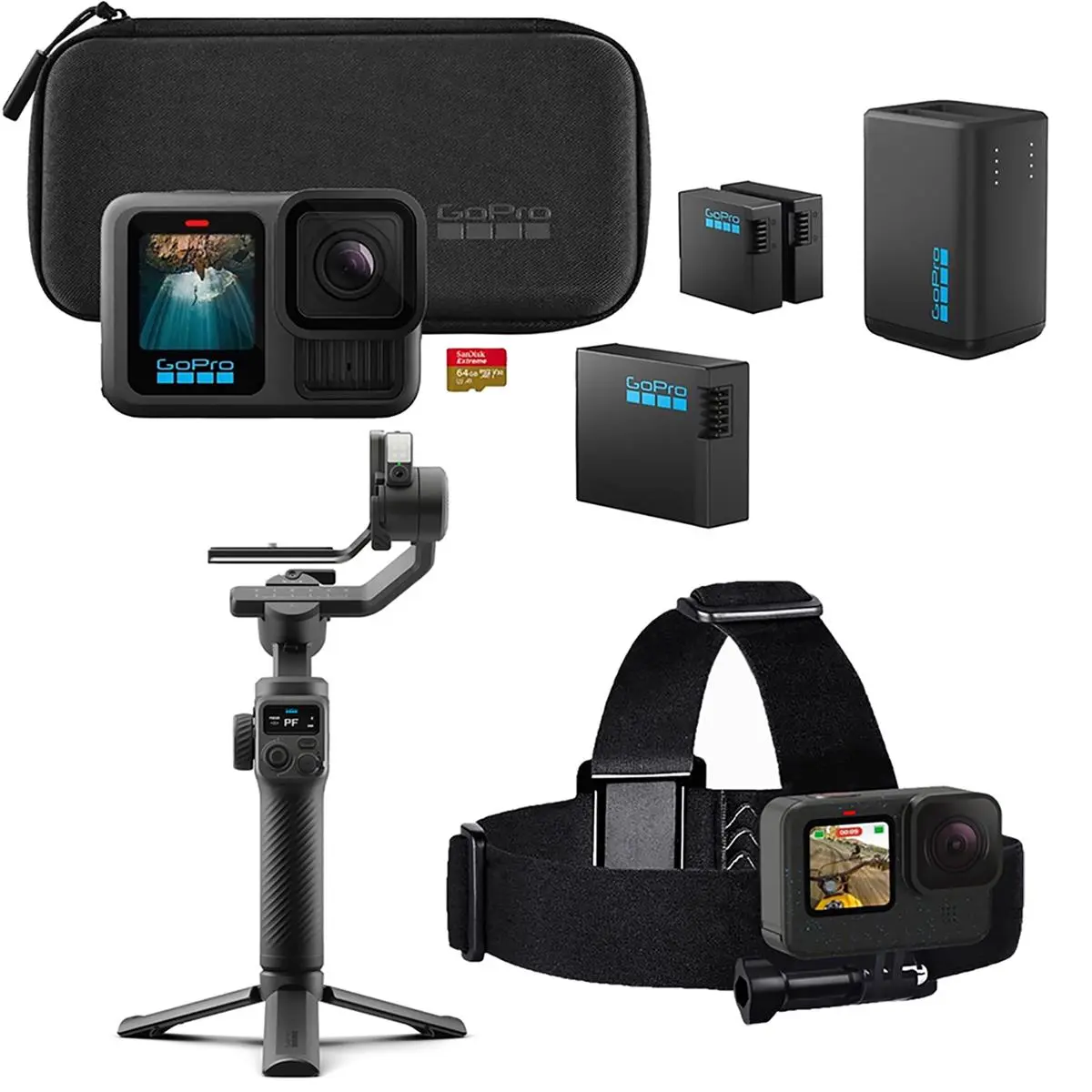 GoPro HERO13 Black Action Camera 5.3K Video Waterproof for Outdoor Creators, with HyperSmooth 6.0 Stabilization, Extended Enduro Battery, Magnetic Mount, HB-Series Lens Compatibility, 360° Horizon Lock, Automatic Cloud Upload & 24.7MP Recording Bundle.
