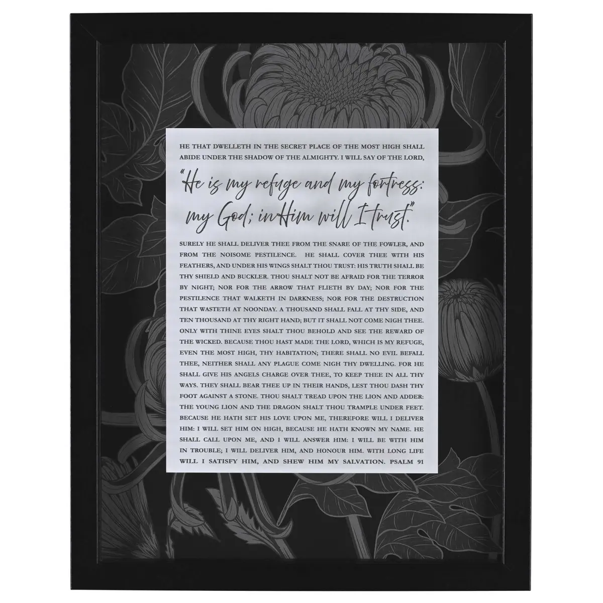 360 stand MDF Wood Framed Dimensional Wall Art Print - "My Refuge And Fortress" (Model FRMWDBL-1114-99) with Shadow, Glass, Box, Hanger, 11x14 Print, Floral Home Decor Decoration for Wall Display, Artistic, Art-Themed Wall Arts, Framed Wall Arts