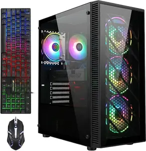 STGAubron Gaming PC Desktop Computer, Radeon RX 590 8G, Intel Core i7 up to 3.9G, 32GB RAM, 1TB SSD, WiFi 6, BT 5.0, RGB Fan x4, Windows 11 Home