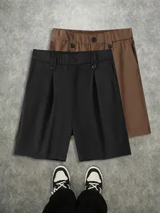 2-pack men’s suit shorts for summer—drapey, wrinkle-resistant suit fabric that is lightweight and breathable; suitable for work/commuting, shopping, dates, and everyday outings.