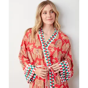 Gingerbread Party - Satin Robe - Ruby