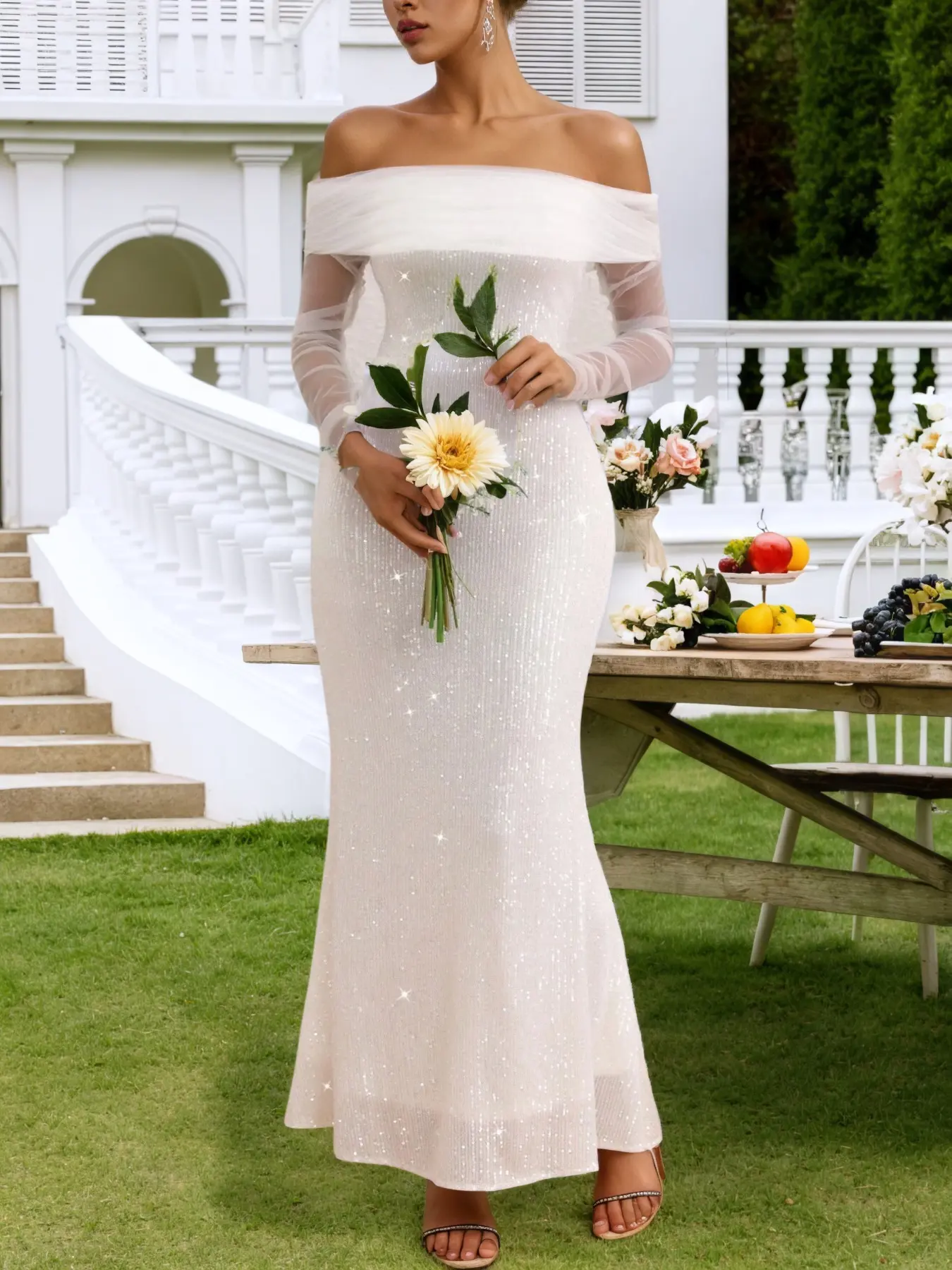 Elegant Women's Wedding Dress, Romantic Bridesmaid Dress for Special Occasions, Stylish and Comfortable Formal Gown
