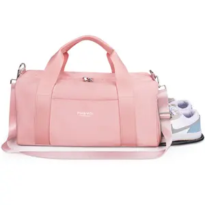 Gym Bag for Women Pu Leather Handle Dry Wet Separated with Shoe Compartment & Wet Pocket Waterproof Duffle Bag for Travel Sports Fitness Workout Athletic 19in 25L