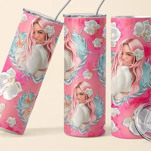 Pink Bichota Shimmer Tumbler, Mañana Sera Bonito Cup, 20oz Skinny Tumbler