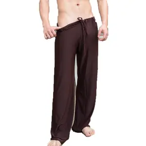 Mens Pajama Pants Low - Waist Fashion Sexy Loose Slippery Home Pants Ice Silk Long-Sleeved Loungewear Men Lounge Pants Pijama