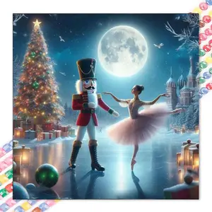 1 DIY hand-painted diamond painting kit, 5D diamond art set, DIY decoration, nutcracker, ballet, Christmas tree diamond painting kit with full round diamonds, mosaic, diamond art, DIY home decoration, suitable for Christmas.