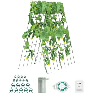 VEVOR Cucumber Trellis for Climbing Plants, 35 Hx 55 W Foldable Cucumber Trellis Set with Plant Clips, Metal Garden Trellis for Raised Bed, Outdoor Plant Grow Support for Tomato, Vegetable(2 Pack)VEVOR Super Brand Day