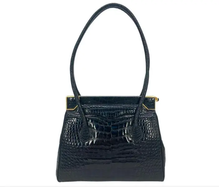 Pre-owned JUDITH LEIBER Alligator Leather Shoulder Bags Vintage Black Alligator Handbag