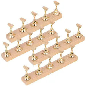 4 Sets Nail Stand for Press on Magnetic Nail Tip Holder Nails Art Display Stand Wood Fake Nail Holder