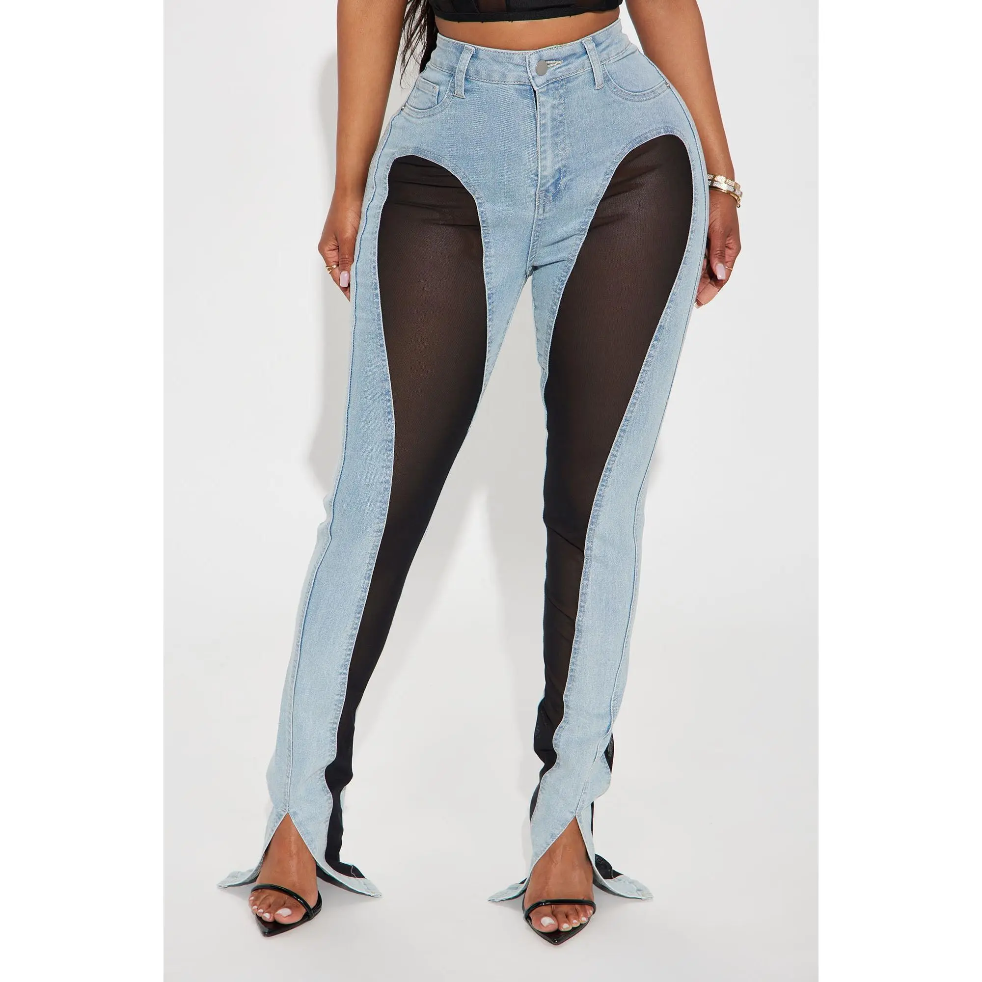 Switching Gears Stretch Split Hem Bootcut Jeans - Light Wash