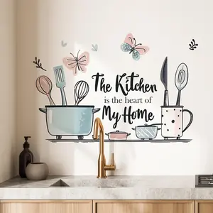 Kitchen Shelf Pattern Wall Sticker, Decorative Wall Sticker, 1 Count Self-adhesive Kitchen Wall Decal, Home Background Decor for Kitchen Or Living Room