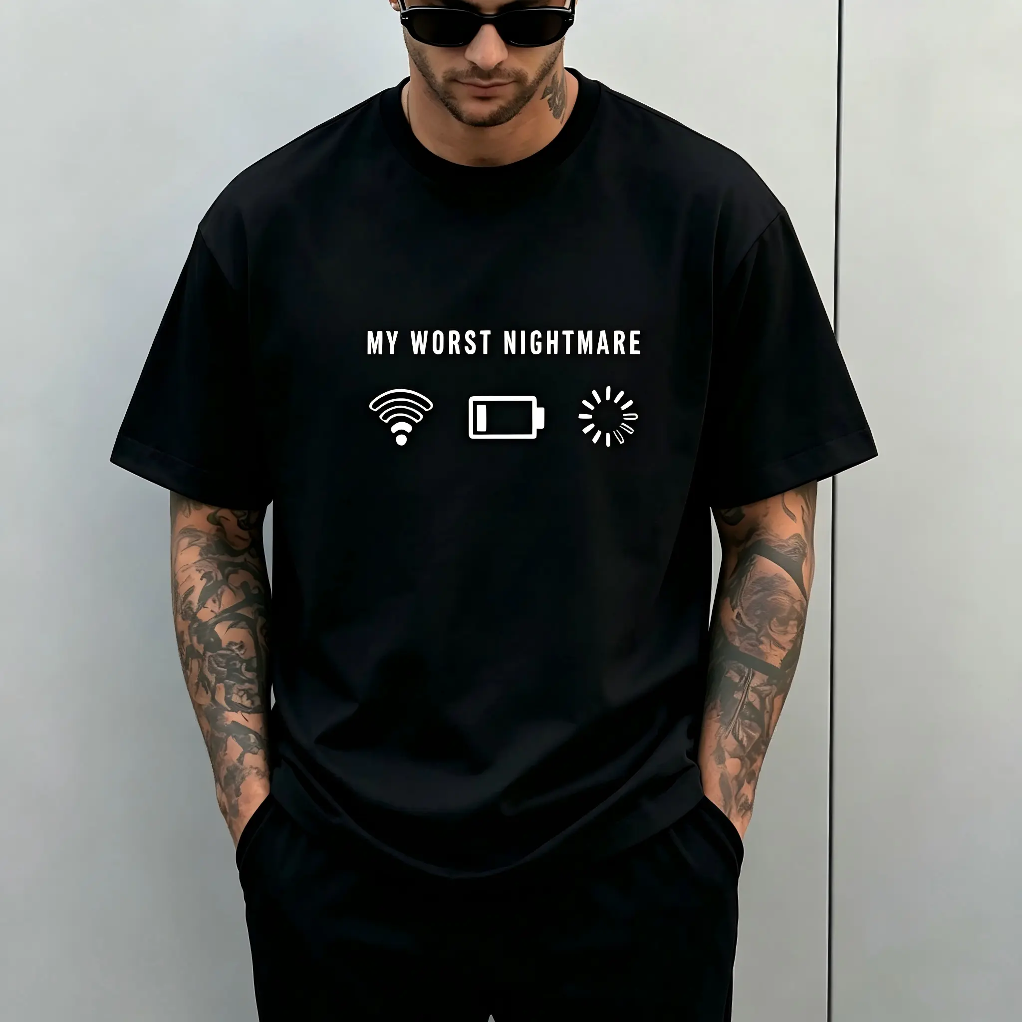 Men's Soft Cotton Graphic T-Shirt, Casual Short Sleeve Classic Fit with Funny 'My Worst Nightmare' Tech Humor Print