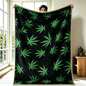 Green Leaf Bed Blanket 1pc Spring & Summer Room Decor Bedroom Decor Couch for Living Room Daily Claim My Gift Valentine's Day Mother's Day Back to School