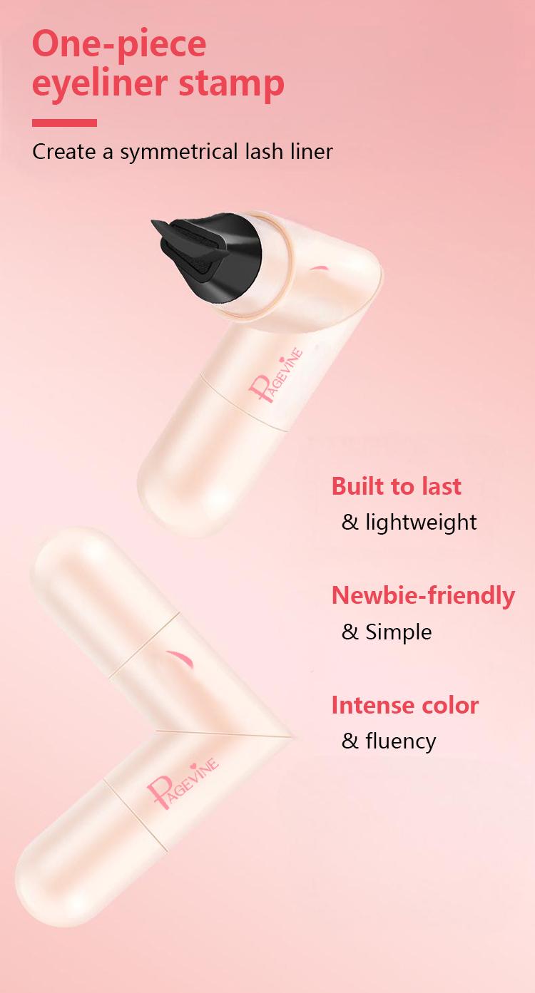 PAGE VINE One-Step Eyeliner Stamp Pen for Beginners Waterproof Smudge-Proof Winged Liner Stamp Quick Makeup Tool with 2 Shades Natural Black & Honey Tea Brown
