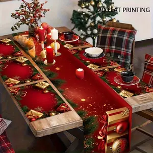 2D flat printing, 1 piece/2 pieces/4 pieces/6 pieces/8 pieces/5 pieces set/7 pieces set of Christmas themed table flags and placemats. Kitchen and catering accessories for festivals, family gatherings, and indoor/outdoor celebrations, for daily use