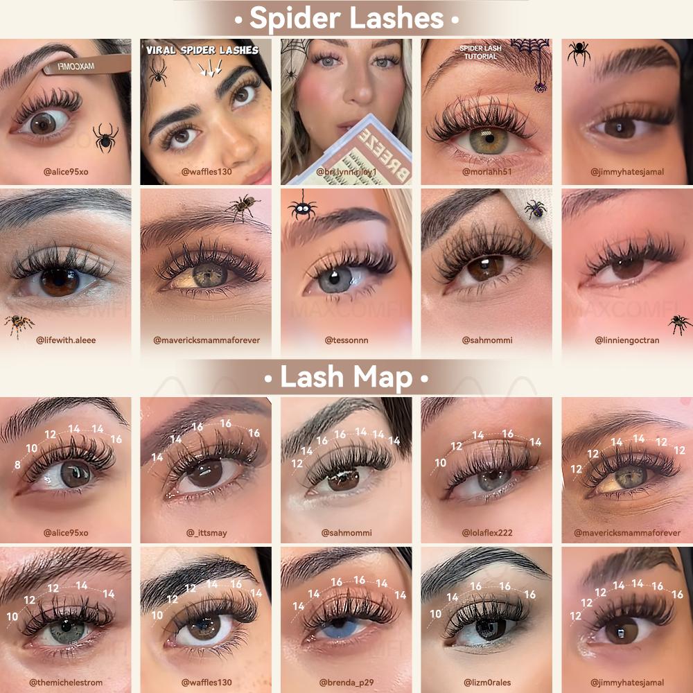 MaxComfi Spider Lashes Breeze | DD Curl Kylie&Kim Lashes Vibe but Better Long-Lasting Waterproof & Super Soft&Thin Band | Venus Velure Waterproof Long-Lasting Natural Daily  Beginner-Friendly DIY Lashes for Flawless Voluminous Look Trendy Must-Have