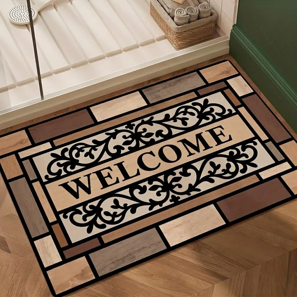 Rustic Absorbent Bath Mat - Farmhouse Home Decor, Indoor Housewarming Gift for Shower Sink Front Door Area