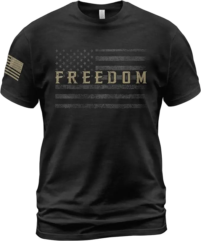 Freedom T Shirt, American Flag Shirt, Freedom Shirts for Men, Patriotic Shirts for Men, Unisex Graphic Tee, Menswear Cotton Top Short Sleeve