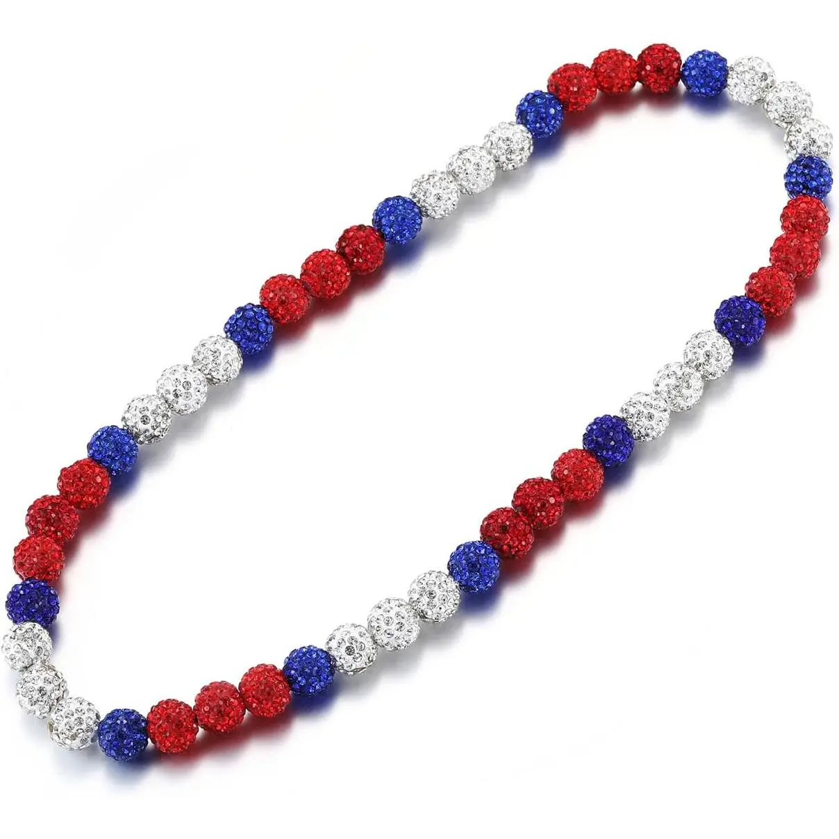 Men's Ball Chain Necklaces, Brave Tricolor Style with Rhinestone Discoball, Sparkle Drip Chain, Multi-Size 18/20/22in