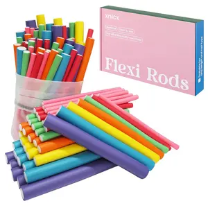 47 pcs 7'' Hair Curlers Rollers Flexi Rods Flexible Curling Rods Set No Heat Heatless Bendy Foam Hair Curls for Long,Medium,Short Hair to Sleep in