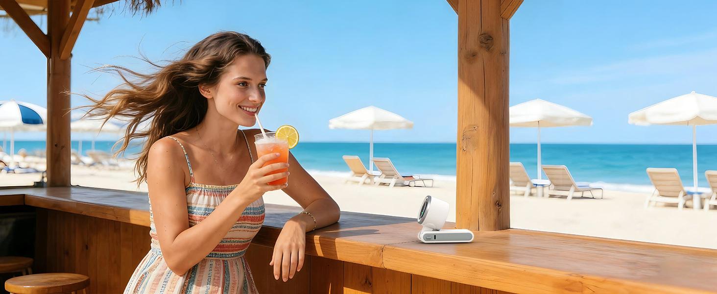 Portable Handheld Turbo Fan, 5 Gear Wind, Battery Operated, Up to 12 Working Hours, 3 IN 1 Hand Fans with Air Turbo Tech Cooling Fan for Outdoor Activities, Travel, Beach (White)