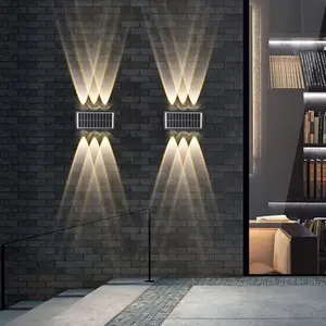 Solar Powered Wall Mounted Light, 1500mAh 2-speed Adjustment Waterproof Wall Lamp, Outdoor Hanging Decor for Courtyard, Balcony, Porch and Step