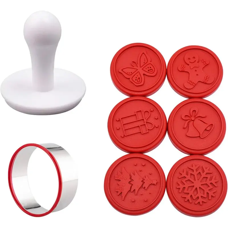 Silicone Cookie Stamps Set of 6 - Convenient and Trendy Design for DIY Christmas and Everyday Baking