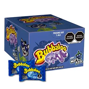 Bubbaloo Mora Azul Blueberry Mexican Chewing Bubble Gum Chiclets - 1 Pack 47pcs