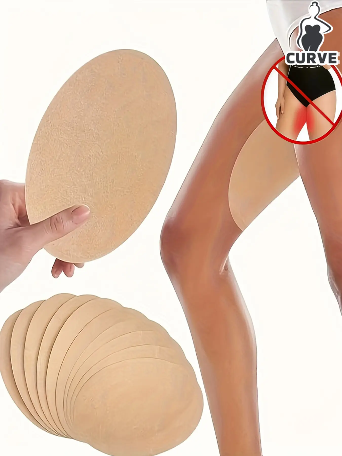 10-piece apricot oval thigh anti-wear stickers individually packaged anti-sweat Sweat Control Sweat Absorbing Sweat Absorbent anti-friction natural skin invisible suitable for short skirts, sports and daily wear