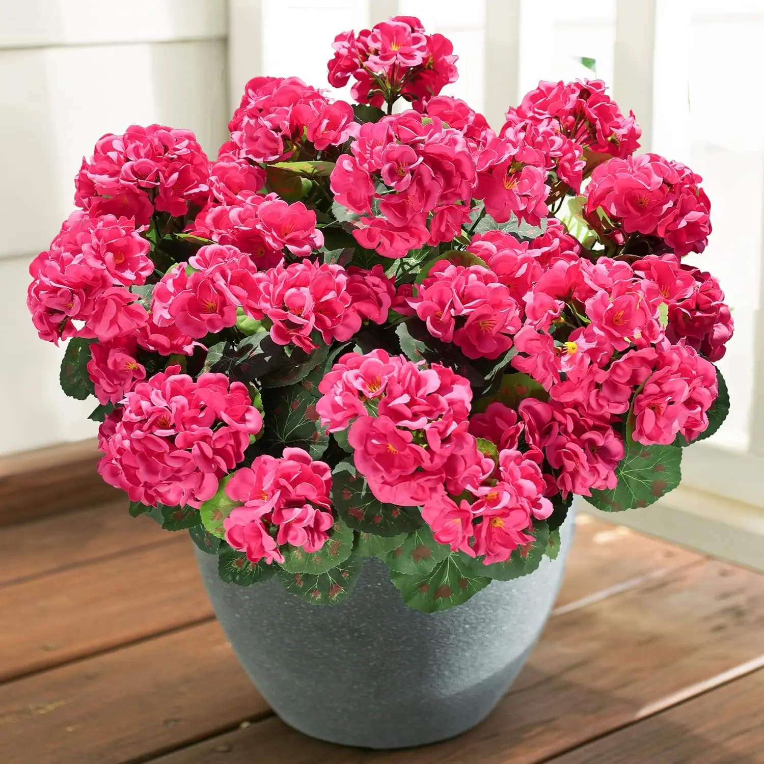 12 Pcs Artificial Geranium Flowers for Outdoors Geranium Silk Flowers Outdoor UV Resistant Garden Plants Faux Flowers for Home Kitchen Table Centerpieces Decor