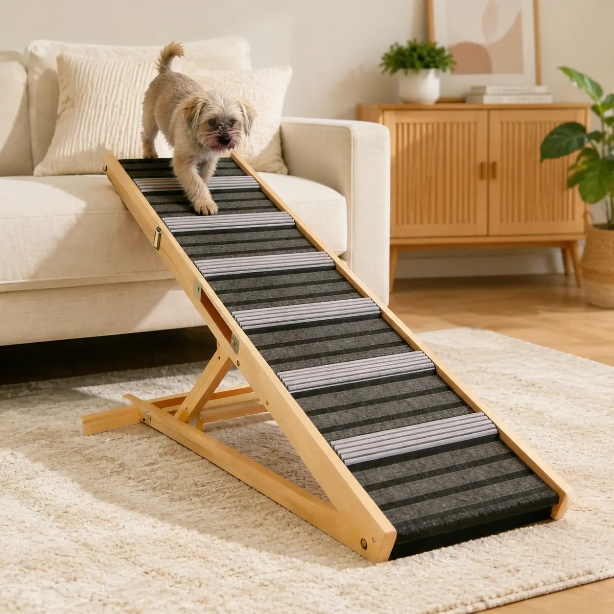 littleox 2026 Upgraded Dog Ramp for Couch, Small Dog Ramp for Sofa, 6 Adjustable Height from 14'' to 25", Portable Stable Pet Steps with Non-Slip Pad, Pet Ramps Use for Sofa Couch Stairs