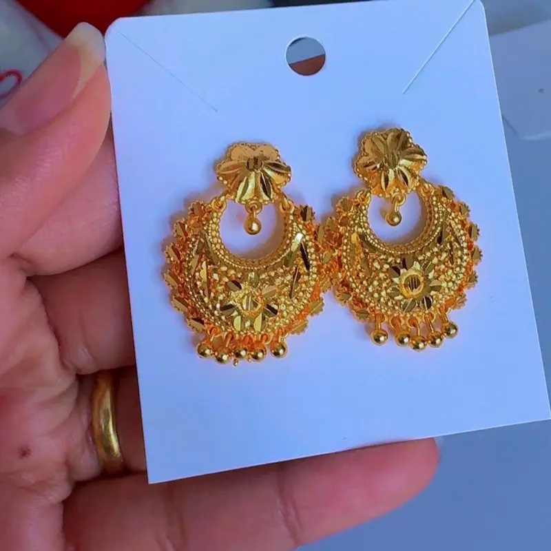 Women's Gold-Plated Jhumka Earrings - Traditional Ramlila Style with Refined Details, Modern Elegance Costume Jewelry Accessory, Metal Coating, Classic