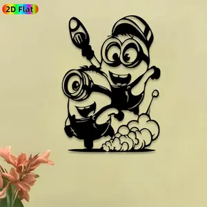 1pc Minion Metal Wall Art, Cheerful Minion Statue Mural, Ideal Gift for New Year, Christmas, Cartoon Character Enthusiasts, Rust-Resistant Metal Wall Decor Wall Sculptures, Perfect for Living Room Wall & Garden Fence, Playful Home & Outdoor Decor
