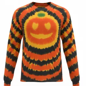 New! Tie Dye LONG SLEEVE T-shirt Pumpkin Handmade 100% Cotton Youth - 6X