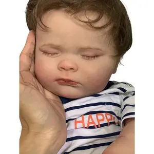 TopLink 60cm 24inch Realistic Soft Vinyl Reborn Sleeping Boy Baby Doll with Hand-Painted 3D Skin and Veins Cute Dress Up Toy Child Birthday Gift Soft Stuffed Doll Clothes Set Doll Doll Accessories