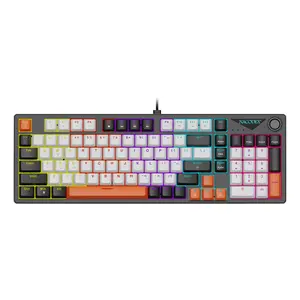 NK98 large series office mechanical keyboard AJAZZ multifunctional metal knob wired gaming mechanical keyboard blue switch red switch three color key cap rainbow backlight DIY suitable for multiple scenarios