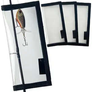 4 Pack Fishing Lure Wraps, Clear Hook Cover  Keeper for Saltwater Freshwater, Durable PVC Tackle Storage Bag Kit with Hook & Loop Tape, 7.5''L Easy Open Organizer Protector Gear