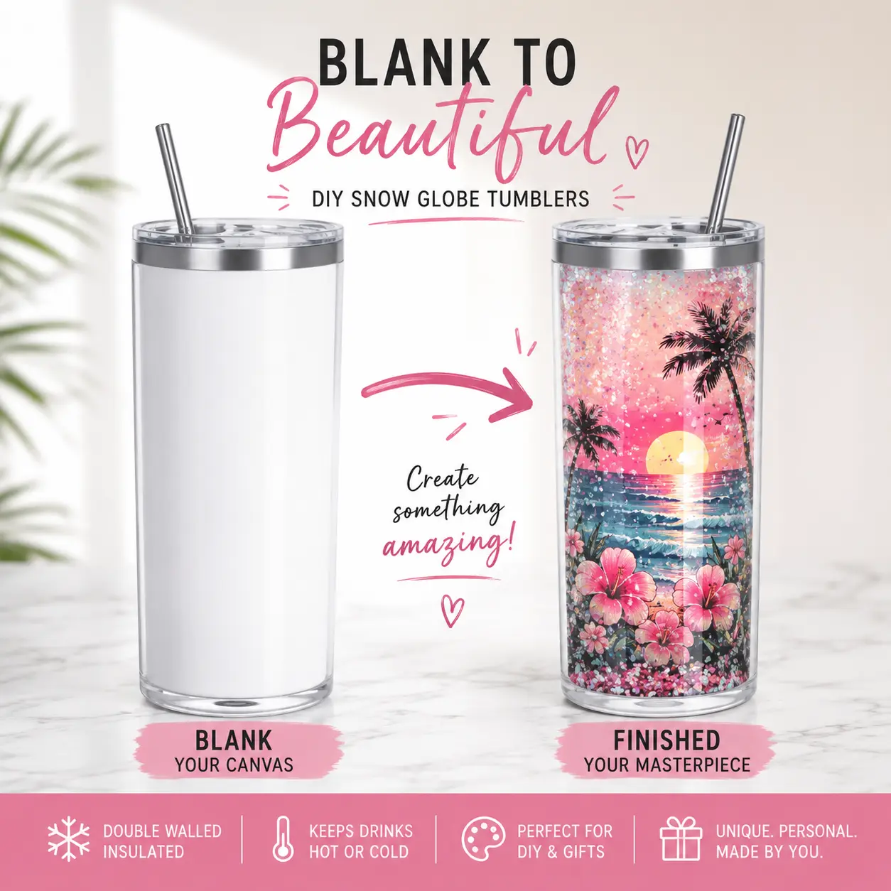 Custom Thermal snow globe tumbler
